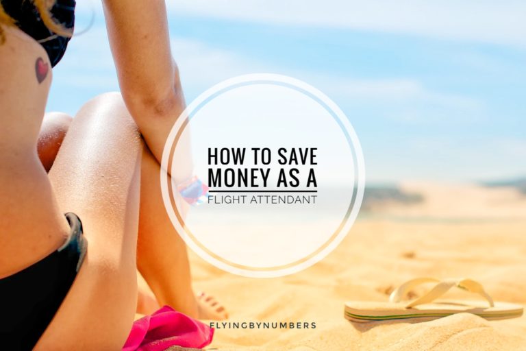 Flight attendant sitting on a beach with savings tips