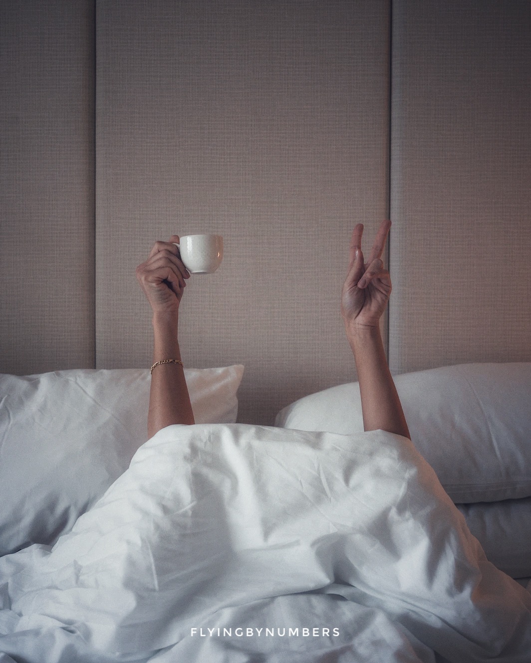 Coffee in hotel bed