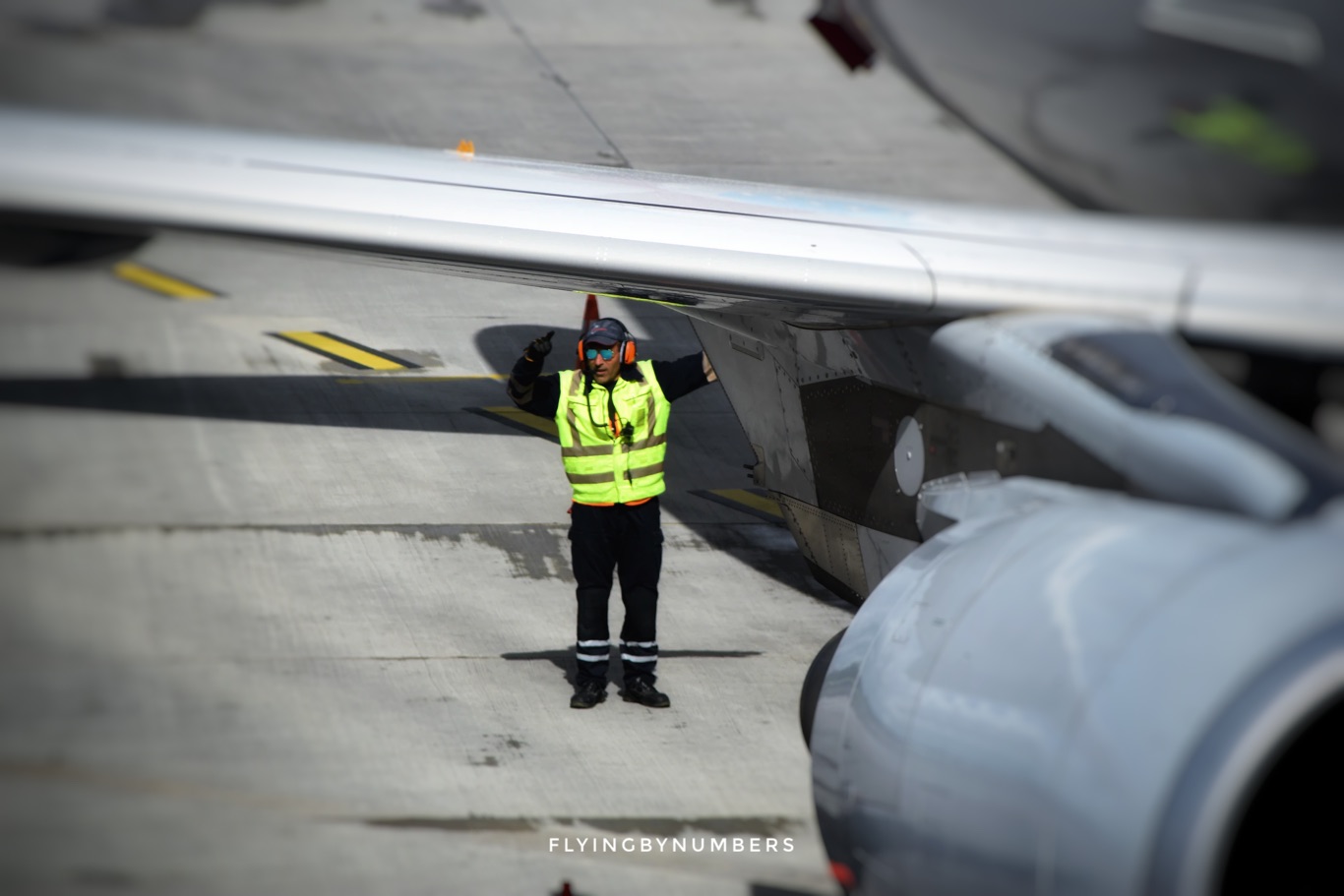 Staff on apron wearing high vis jacket and ear protection