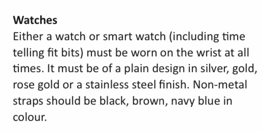 Thomas cook flight attendant uniform standards excerpt — wristwatches