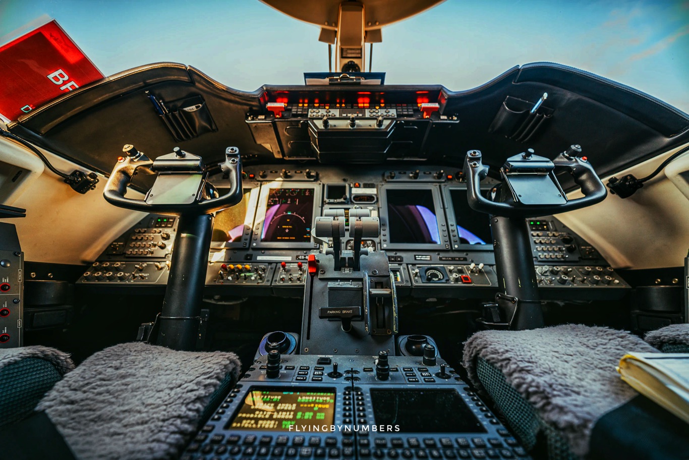 cockpit of a twin engined jet during a type rating course